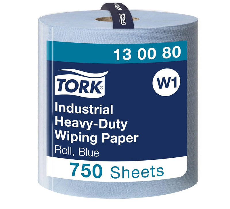 Tork Extra Starke Industrie Papierwischtücher Blau W1, Hohe Saugfähigkeit, 1 × 750 Blatt, 130080 1 x