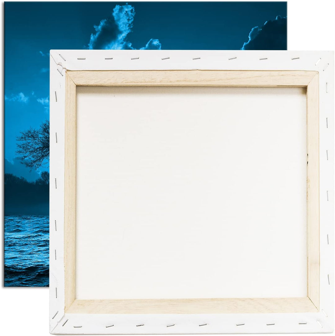 deyoli einsamer Baum im Meer Format: 70x70 Effekt: Monocrome Blau als Leinwandbild, Motiv fertig ger