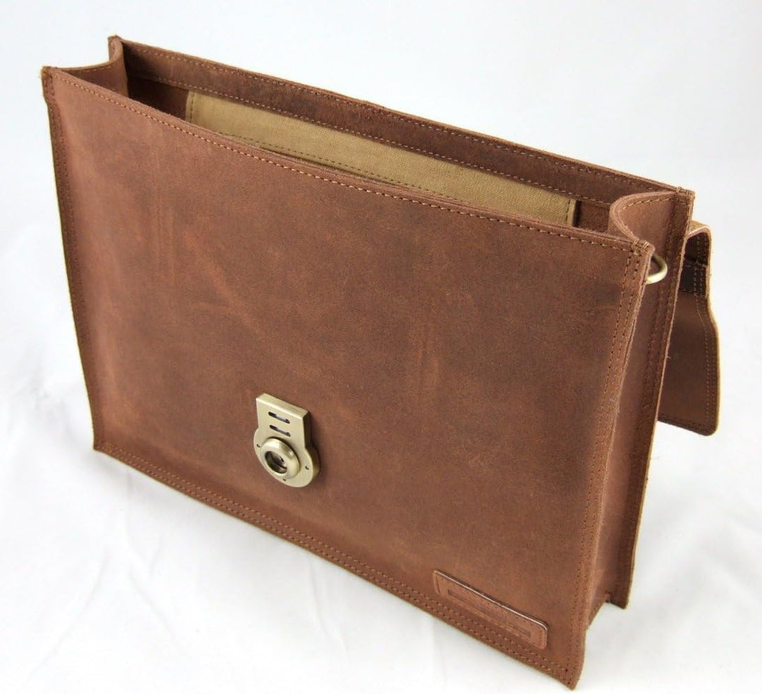 Harold's Aktenmappe 37 x 30 x 8 cm Schultergurt Rind-Leder Aktentasche braun 242503