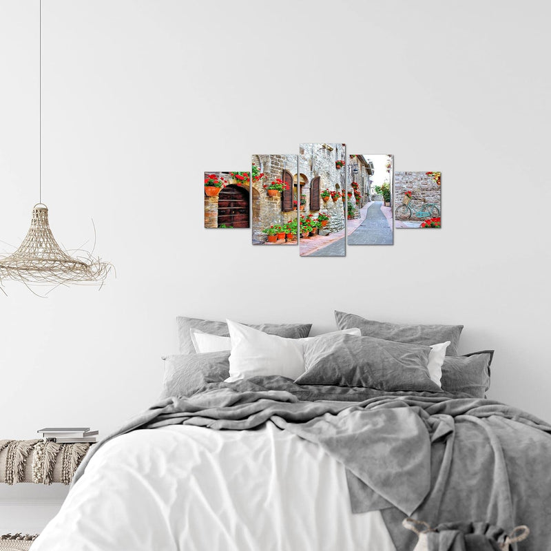 Runa Art Wandbilder Toskana Italien 5 Teilig Bild auf Vlies Leinwand Deko Wohnzimmer Schlafzimmer Ga