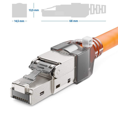 deleyCON 8x CAT 6a Werkzeugloser RJ45 Netzwerkstecker mit LSA Anschluss für Starre Verlegekabel Gesc