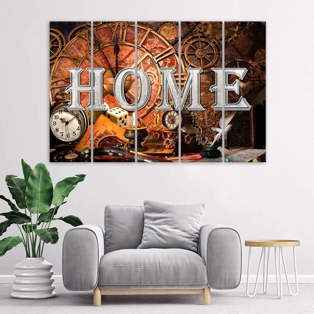 Wanddeko 5 Paneele Home 100x70 cm Deko Wand Kunst Wohnzimmer Wohnung Braun Deko Paneel 100x70 cm Bra