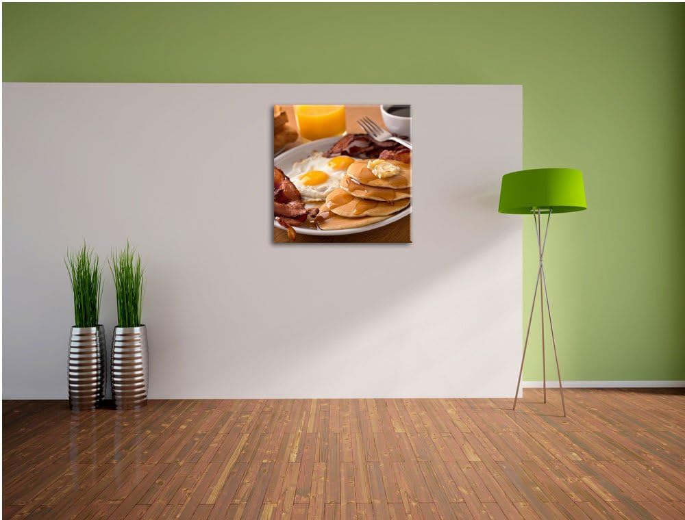 Pixxprint Frühstück, Format: 70x70 auf Leinwand, XXL riesige Bilder fertig gerahmt mit Keilrahmen, K