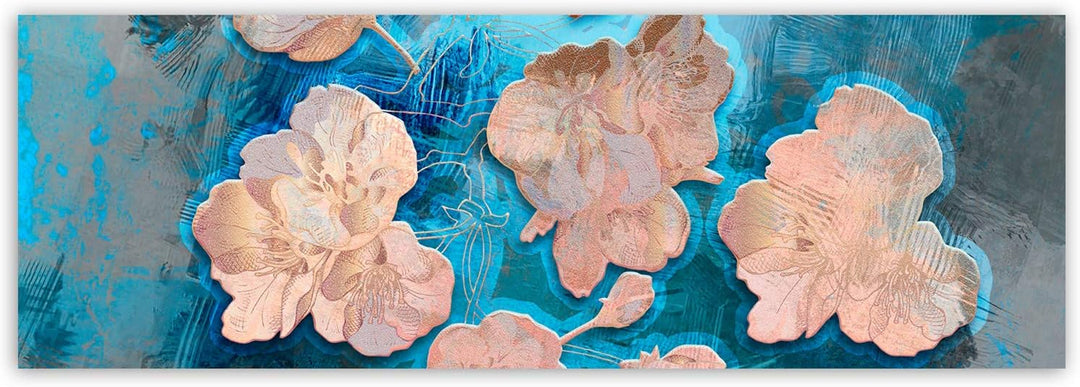 Wandbild Blumenmotiv Modern Deko Kunst Bilder Design Beige 90x30 cm Deco panel 90x30 cm B, Deco pane