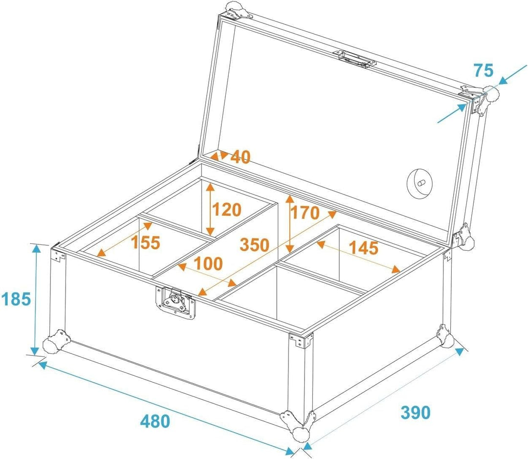 ROADINGER Flightcase 4x AKKU UP 4 QCL Spot QuickDMX | PRO Flightcase für 4 x AKKU UP 4 QCL Spot Quic