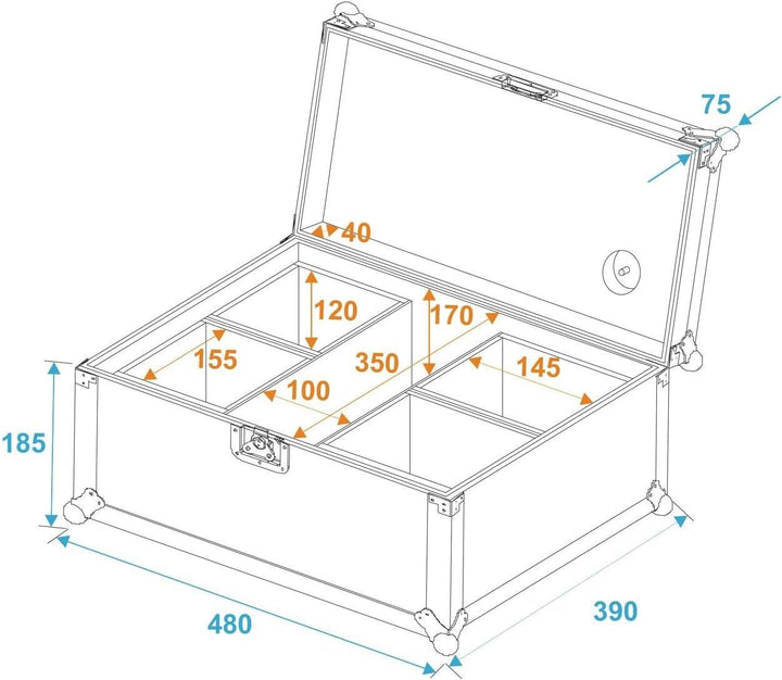 ROADINGER Flightcase 4x AKKU UP 4 QCL Spot QuickDMX | PRO Flightcase für 4 x AKKU UP 4 QCL Spot Quic
