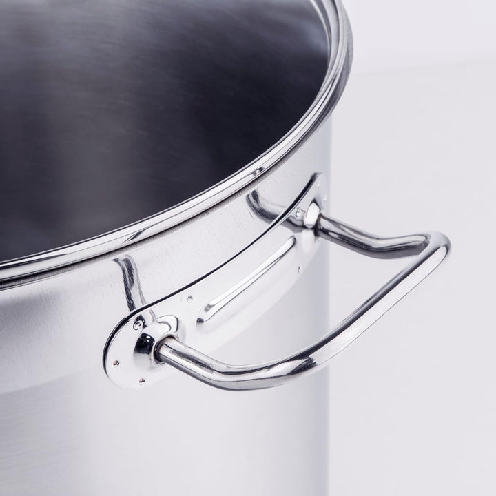 XL Edelstahl Kochtopf mit Glas Deckel - 15 L / 28 x 25 cm - Universal Topf mit Aluminium Kapselboden