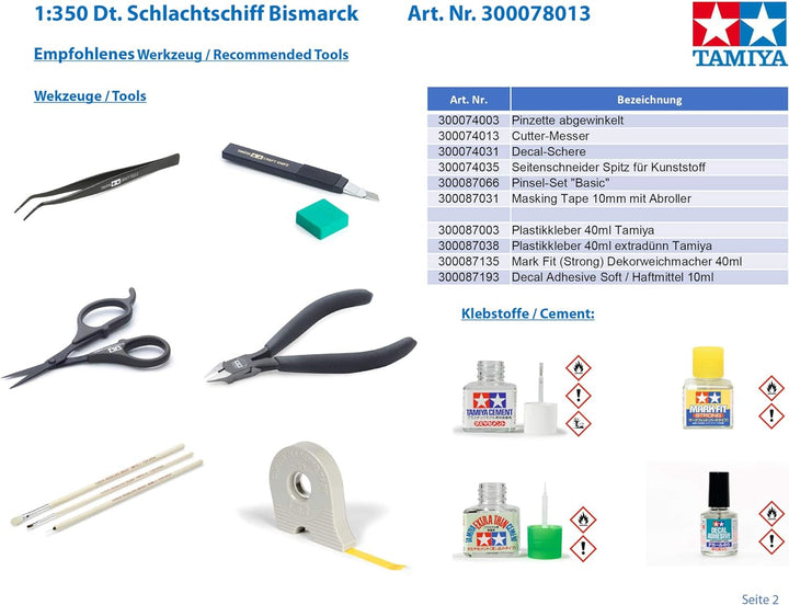 Tamiya 300078013 - 1:350 WWII Deutsches Kampfschiff Bismarck