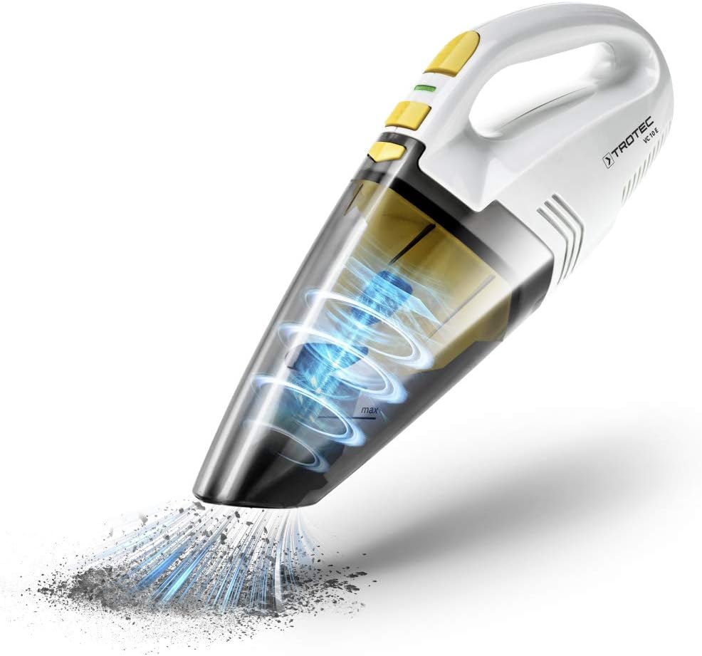 TROTEC Akku Handstaubsauger VC 10 E – Nass & Trocken Handsauger – 7,4 V Li-Ionen Akku, 40 W, 400 ml