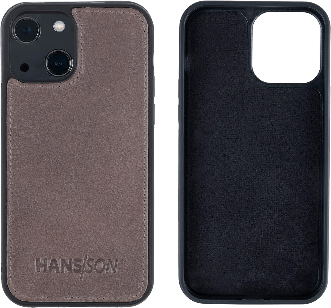 HANS/SON Hülle aus Echtleder | iPhone 13 Ledercase | Stossfest | Dünn | MagSafe | Schutzhülle iPhone