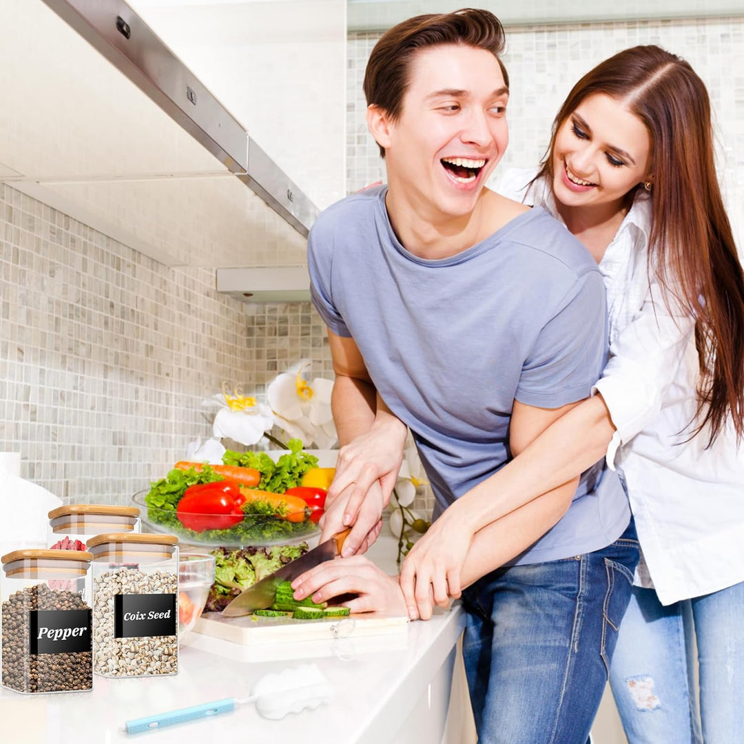 YUTUY Vorratsdosen Glas 12er Set,Vorratsgläser mit Deckel Eckig, Vorratsgläser Glasbehälter,Gewürzgl