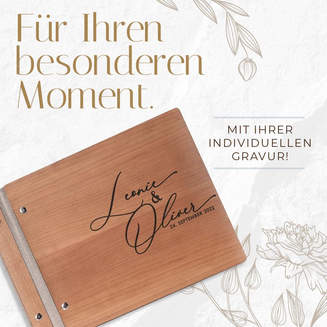 Hochzeitideal – Personalisierbares Gästebuch Hochzeit Tommi E13 mit 40 Seiten I Hochzeit Gästebuch a