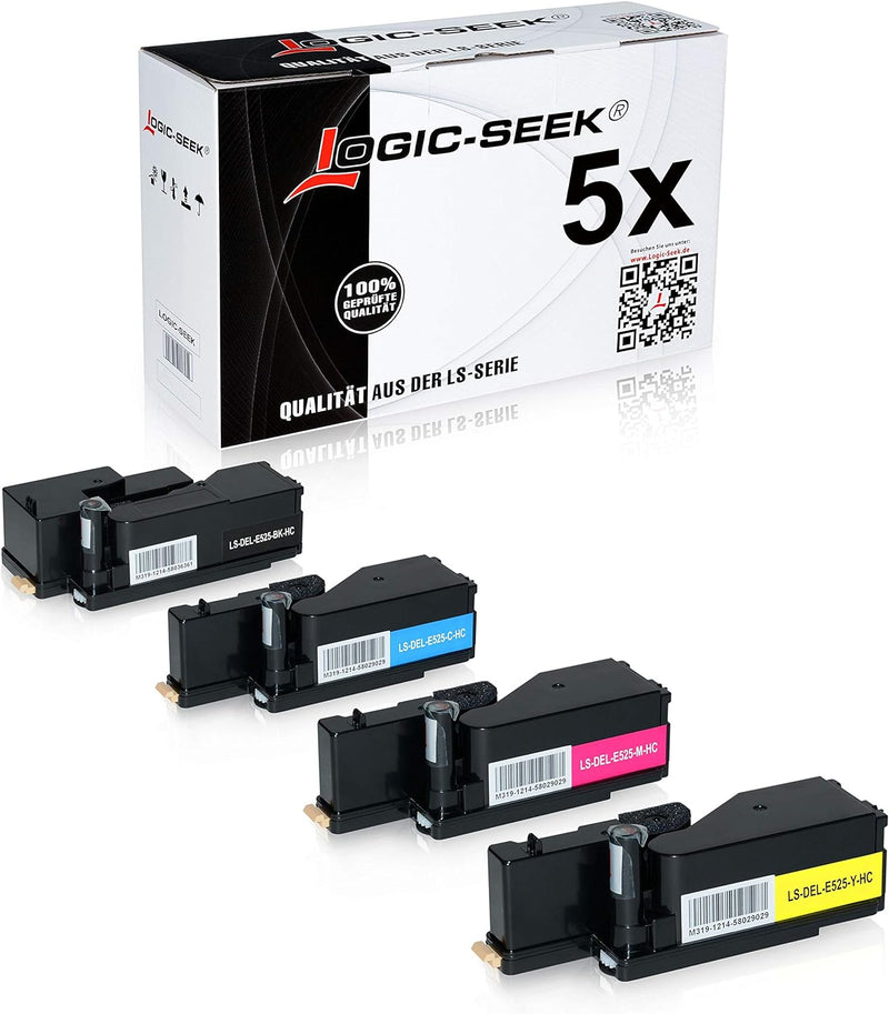 Logic-Seek 5 Toner kompatibel mit Dell E525w LED-Farblaser-Multifunktionsdrucker- Schwarz je 2.000 S