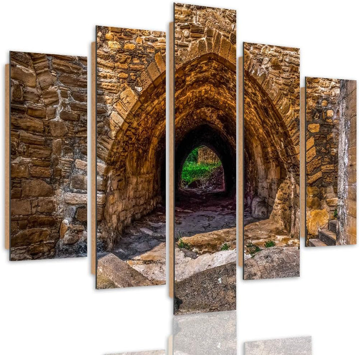 Feeby Deco Panel 5 Teilig Architektur Bilder Modern Landschaft Tunnel orange 200x100 cm Deco panel 2