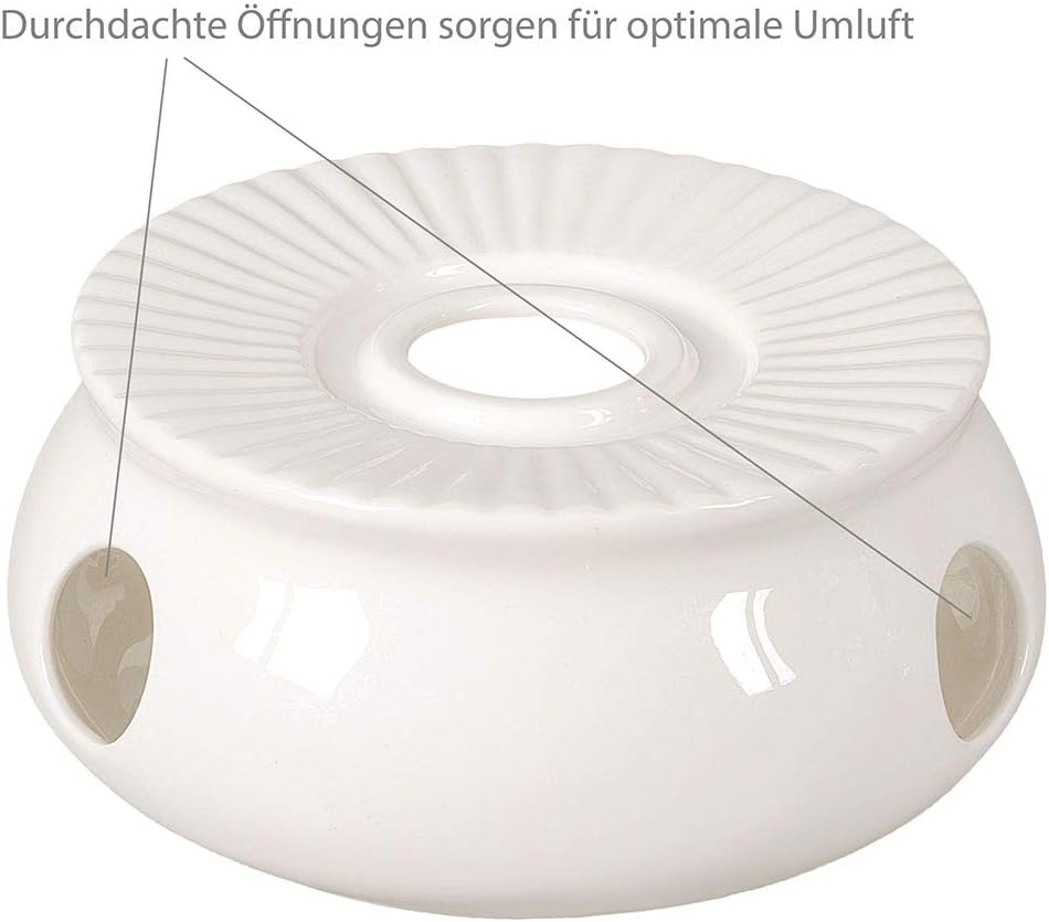 Porzellan Stövchen/Teewärmer für Teekanne in weiss, Ø 14,5cm, Original Aricola®