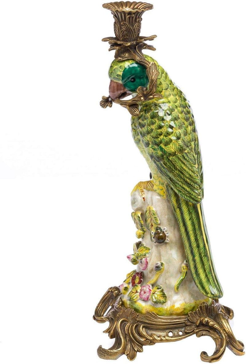 aubaho Papagei Kerzenständer Porzellan Antikstil Kerzenleuchter 37cm Candlestick Parrot