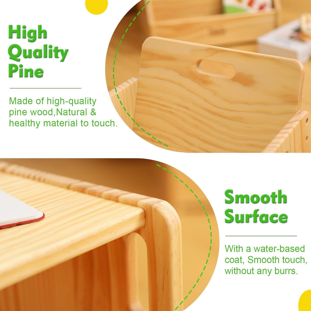 FUNLIO Montessori Beikosttisch und Stuhl-Set für Kleinkinder 1-3 Jahre, höhenverstellbar, Kinder-Tis