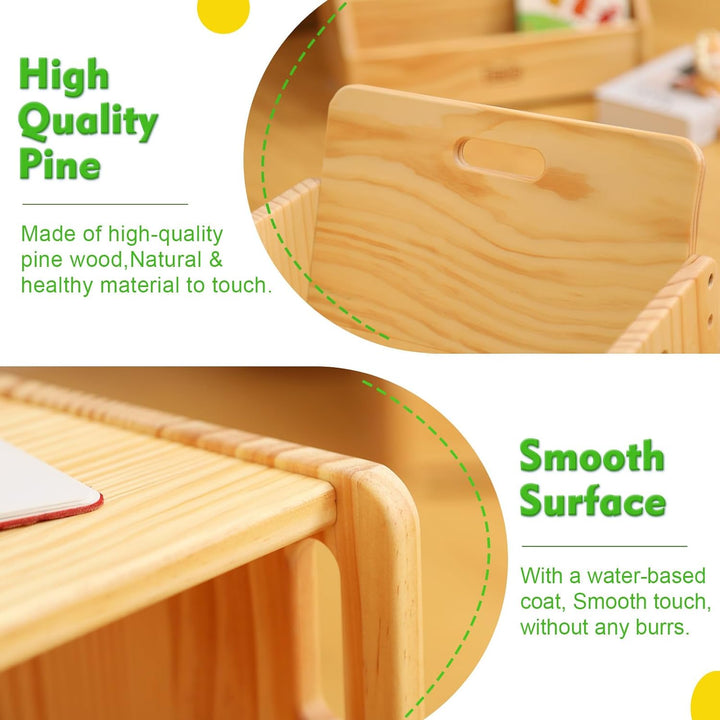 FUNLIO Montessori Beikosttisch und Stuhl-Set für Kleinkinder 1-3 Jahre, höhenverstellbar, Kinder-Tis