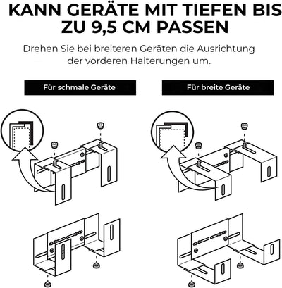 humancentric Verstellbare Gerätewandhalterung | DVD-Player, Kabelboxen, Receiver, Set-Top-Box und an