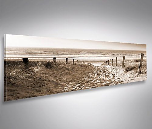 islandburner Bild Bilder auf Leinwand Weg zum Meer Sepia Nordseestrand Panorama XXL Poster Leinwandb