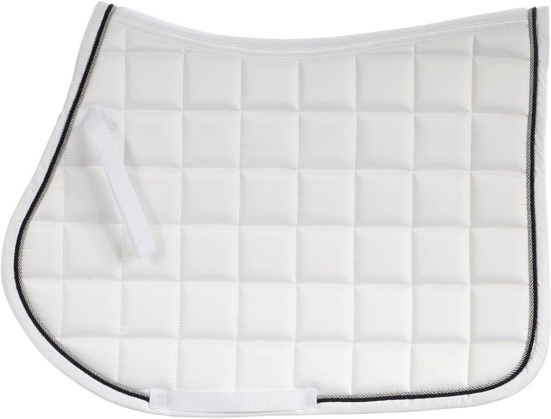 HORZE White Watson All Purpose Horse Size Quilted Vented Padded Dressage English Saddle Pad