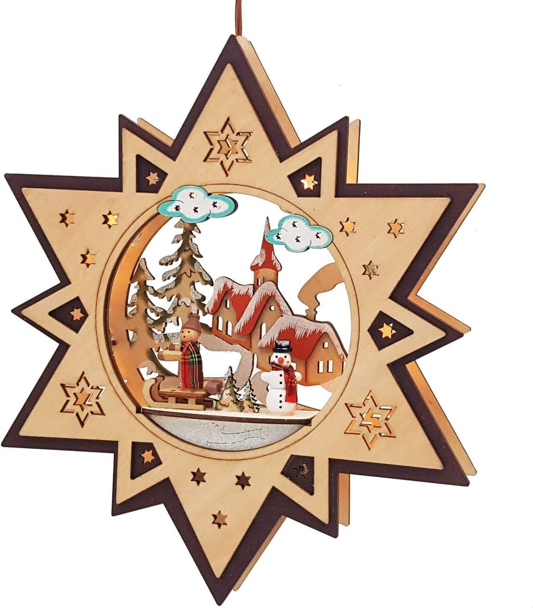 Wichtelstube-Kollektion LED Fensterbilder Weihnachten Holz beleuchtet Winterkinder inkl. Timer Schwi