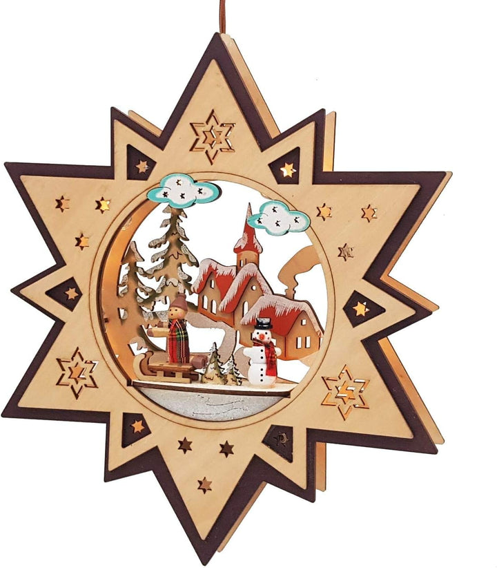 Wichtelstube-Kollektion LED Fensterbilder Weihnachten Holz beleuchtet Winterkinder inkl. Timer Schwi