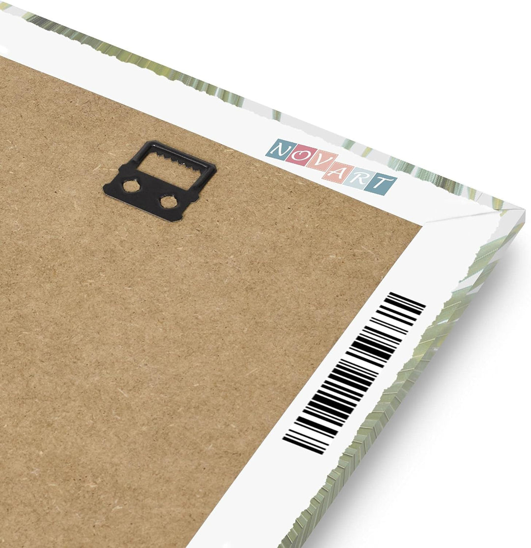 Novart Wandbilder Set - KOMPLETT AUFHÄNGFERTIG - Made in Germany - Moderne Bilder Grüne Blätter Wohn