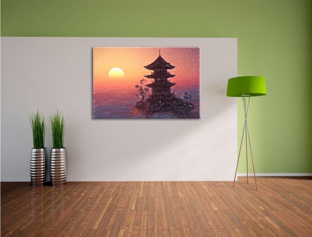 Pixxprint Buddhistischer Tempel in Asien als Leinwandbild/Grösse: 100x70 cm/Wandbild/Kunstdruck/fert