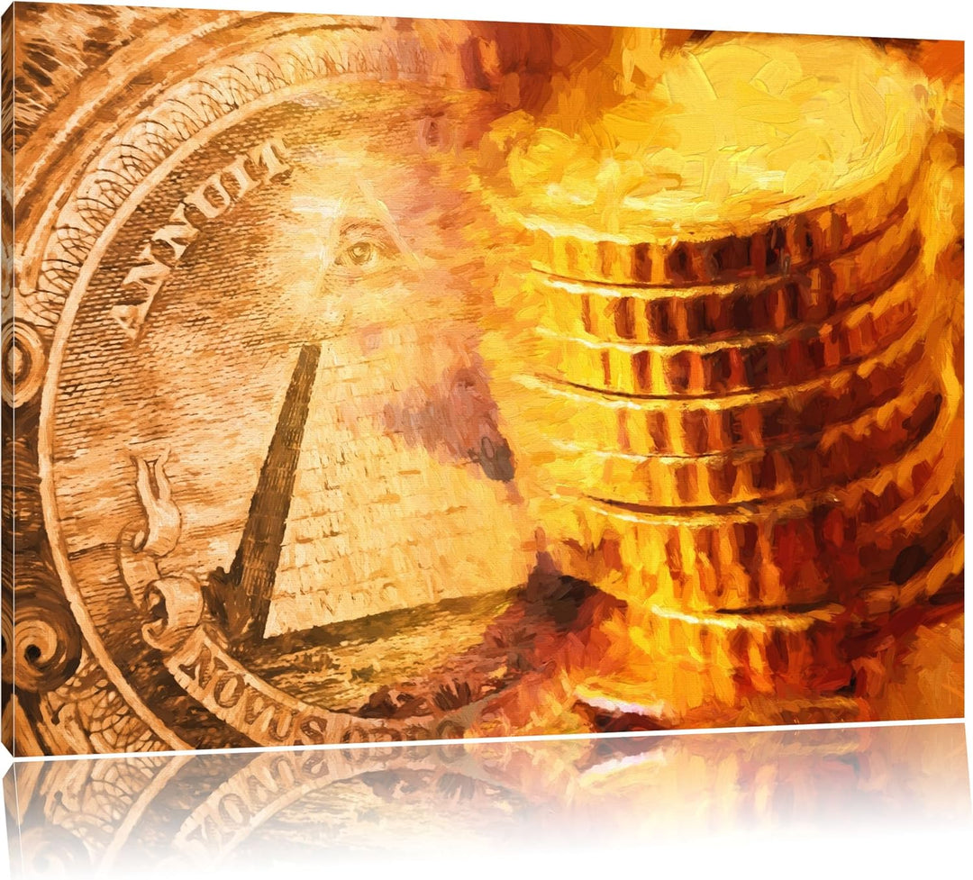 Pixxprint Illuminati Pyramide als Leinwandbild/Grösse: 100x70 cm/Wandbild/Kunstdruck/fertig bespannt