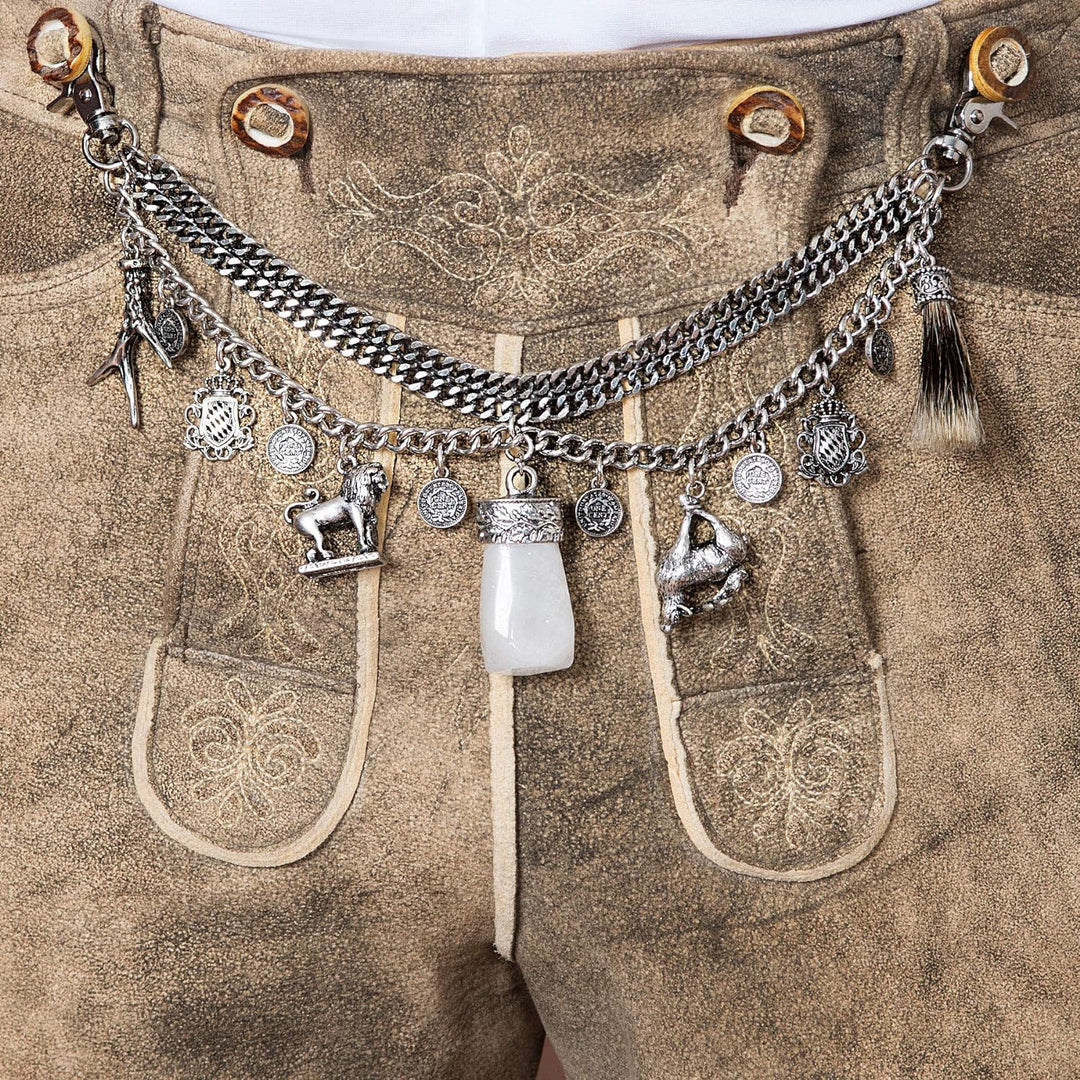 Alpenflüstern Trachten-Charivari Benedikt - Hochwertiger Herren-Trachtenschmuck mit Trophäen-Anhänge