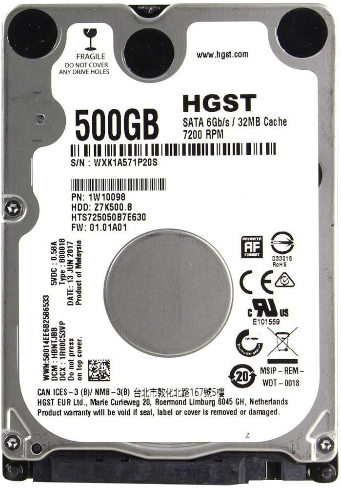 Hitachi 1W10098 Hard Disk Drive HTS725050B7E630 500GB/7200rpm Sata 6Gb/s 32MB