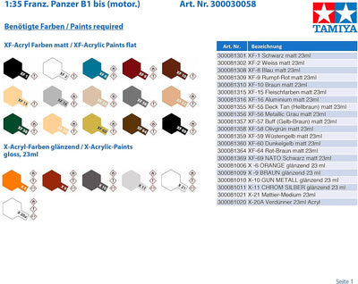 Tamiya 300030058 - 1:35 WWII französische Panzer B1 bis (motor.)