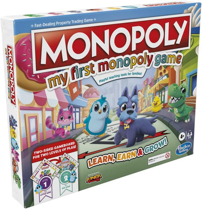 Mein erstes Monopoly-Spiel, Brettspiel für Kinder ab 4 Jahren, 2-seitiges Spielbrett, spielerisches