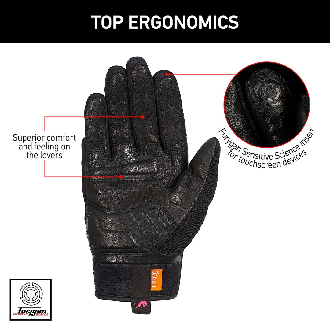 Furygan JET D3O Lady - Motorradhandschuhe Damen – Sommerhandschuhe - Atmungsaktiv & leicht - D3O Auf
