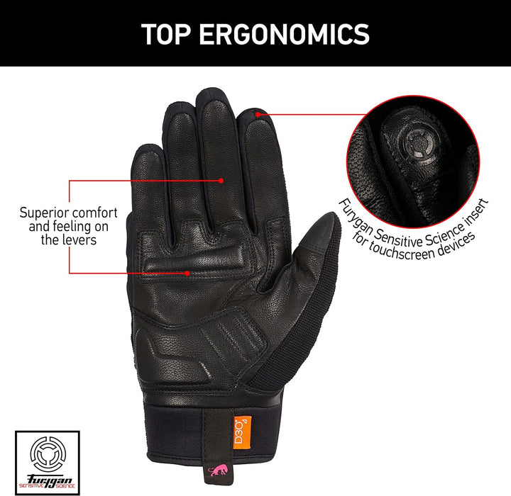 Furygan JET D3O Lady - Motorradhandschuhe Damen – Sommerhandschuhe - Atmungsaktiv & leicht - D3O Auf