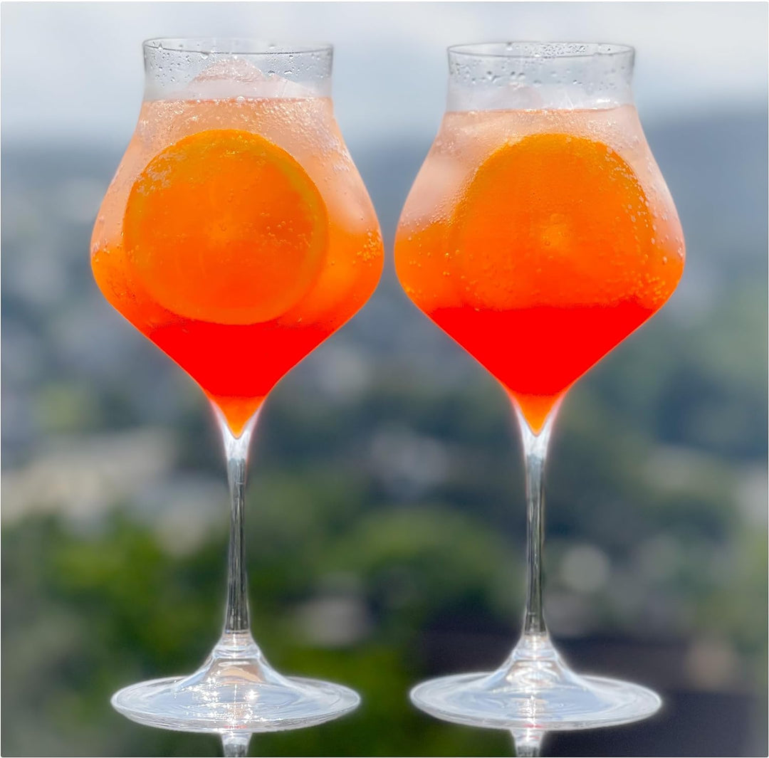 Topkapi elite Aperol Spritz Glas Wellersberg XL - Aperol Spritz Gläser, 600 ml, Mundgeblasen, Handar