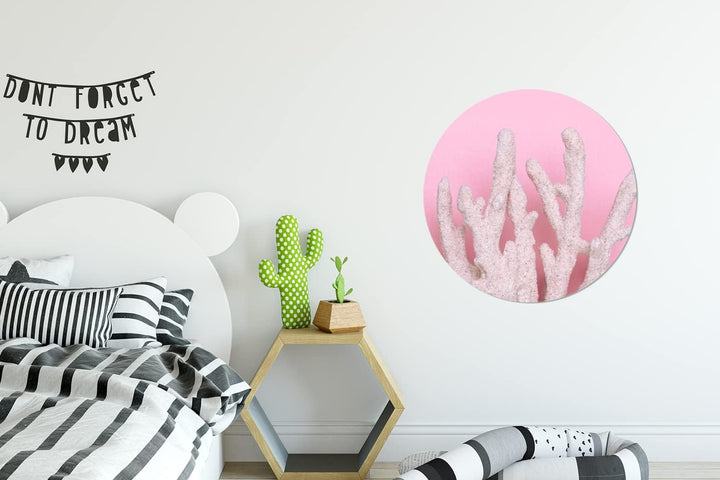 MuchoWow Wandbild Rund Wanddeko Deko Wohnzimmer Bilder 60x60 cm Koralle - Rosa - Sommer, 60x60 cm