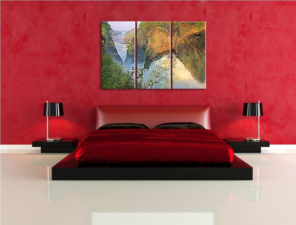 gigantischer Wasselfall NewArt 3-Teiler Leinwandbild 120x80 Bild auf Leinwand, XXL riesige Bilder fe