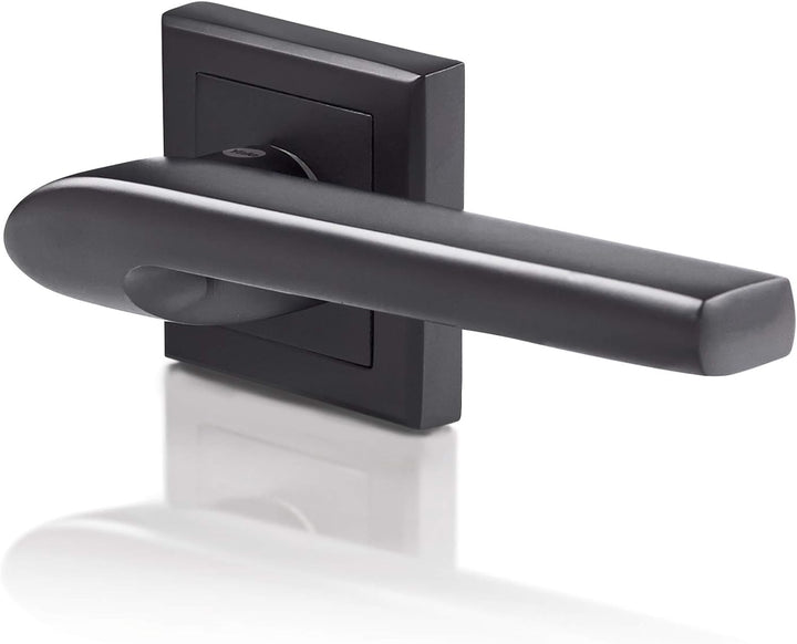 Yale Schwarzer Türgriff - Verona - Badezimmer-Türgriff mit Knaufrosette - 35-ZR-8x8-A001-WC-56-11 -