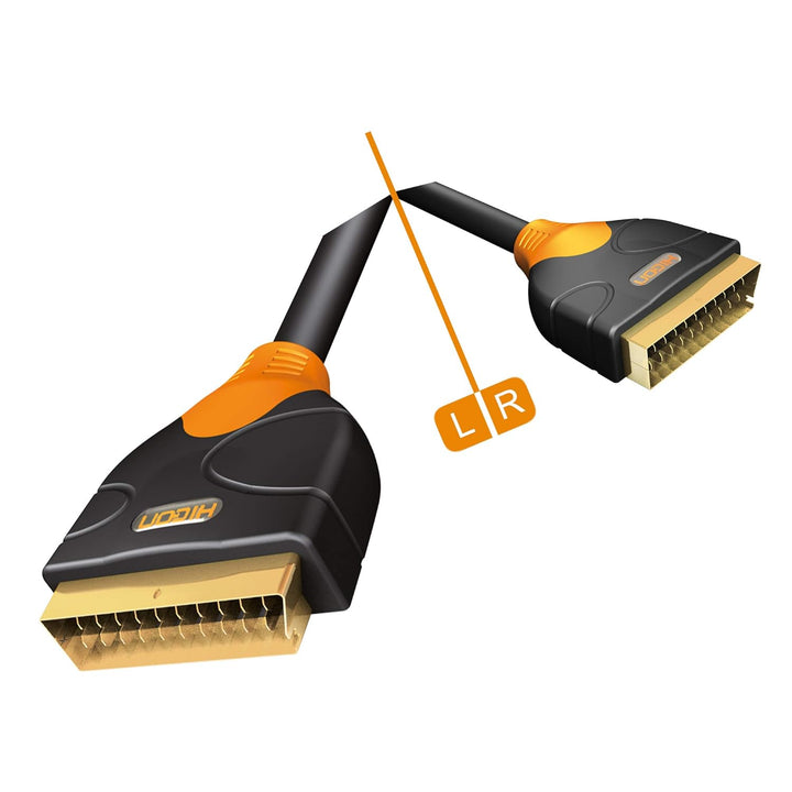 HICON Ergonomic 5m Scartkabel OFC 21pol gerade Stecker | HIE-SCSC-0500 HIE-SCSC 5m Schwarz, HIE-SCSC