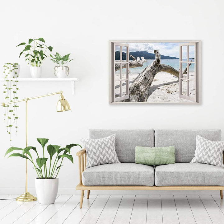 Feeby Wanddeko 3D Illusion Leinwandbild Kunstdruck Landschaft Beige 60x40 cm Leinwandbild 60x40 cm B