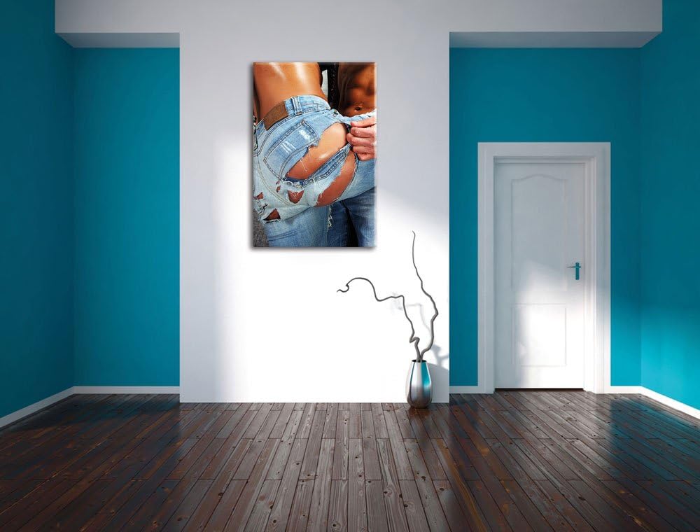 Sexy Pärchen Jeans, Format: 100x70 auf Leinwand, XXL riesige Bilder fertig gerahmt mit Keilrahmen, K