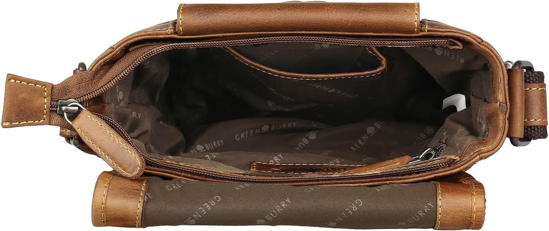 Greenburry Cafe-Racer Flapzip Umhänger 0830, Umhängetasche Brown, Brown