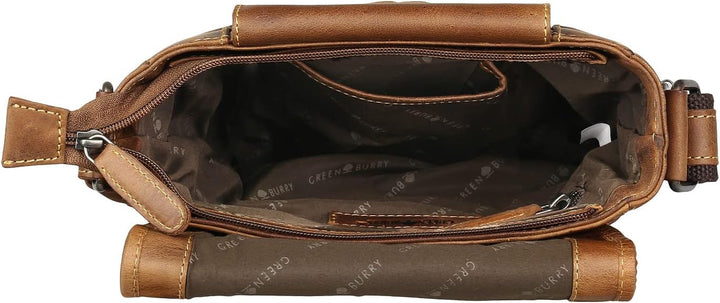 Greenburry Cafe-Racer Flapzip Umhänger 0830, Umhängetasche Brown, Brown
