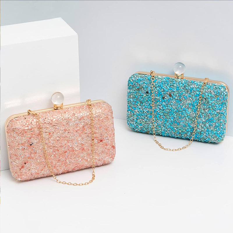 CORIOS Damen Abendtasch Strass Clutch Tasche Formale Handtasche Elegante Schultertasche Klein Tasche