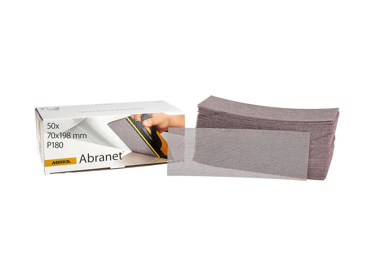 Mirka Abranet Netz-Schleifstreifen 70x198 mm Klett / Korn P180 / 50 Stk / zum Schleifen von Holz, Sp