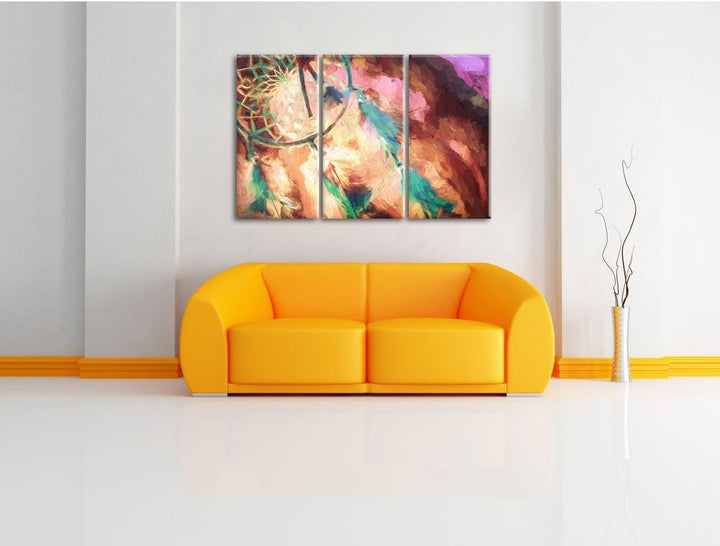 Pixxprint Traumfänger als Leinwandbild | Grösse: 3 Teilig (120x80) | Wandbild| Kunstdruck | fertig b