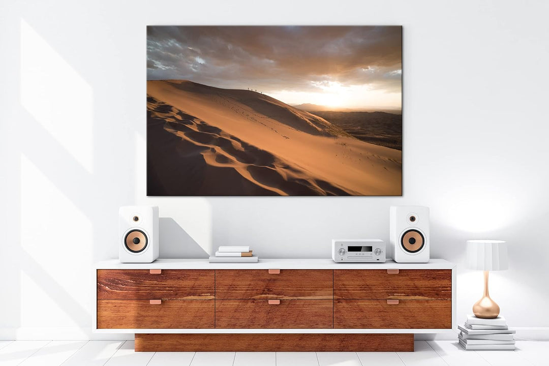 Sanddüne in der Wüste Format: 100x70 als Leinwandbild, Motiv fertig gerahmt auf Echtholzrahmen, Hoch
