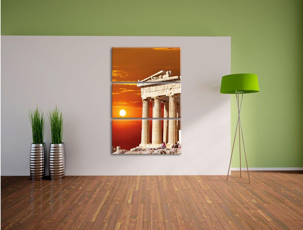 Pixxprint Tempel der Athene als Leinwandbild/Grösse: 3 Teilig (120x80) cm/Wandbild/Kunstdruck/fertig